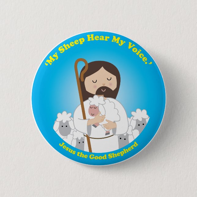 Jesus the Good Shepherd 6 Cm Round Badge (Front)