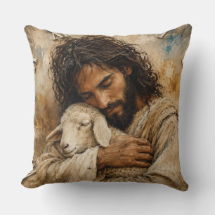 Jesus the Good Shepherd Christian Bible Art Cushion