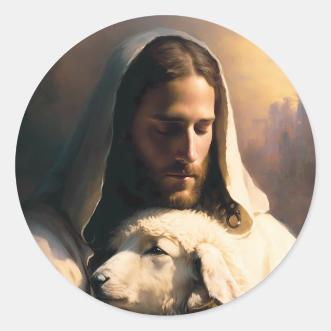 Jesus The Good Shepherd Classic Round Sticker (Front)