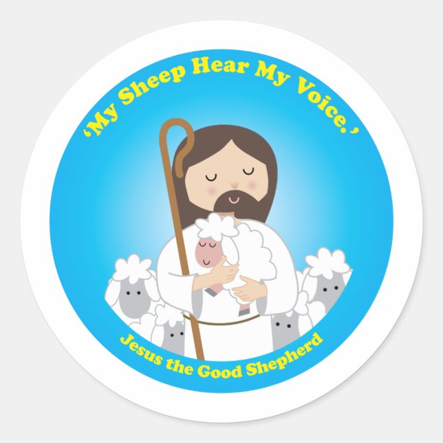 Jesus the Good Shepherd Classic Round Sticker (Front)