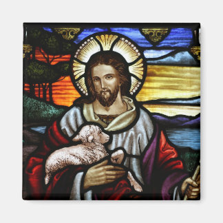 Jesus The Good Shepherd Stained Glass Magnet