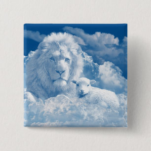 JESUS THE LAMB AND JESUS THE LION 15 CM SQUARE BADGE