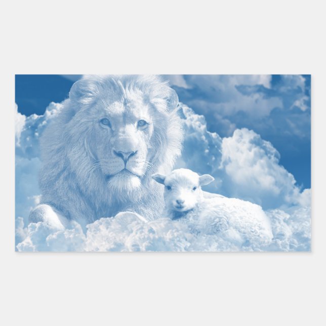 JESUS THE LAMB AND JESUS THE LION RECTANGULAR STICKER (Front)