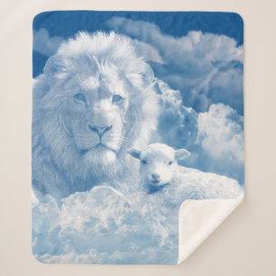 JESUS THE LAMB AND JESUS THE LION SHERPA BLANKET
