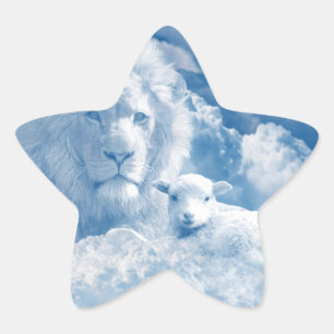 JESUS THE LAMB AND JESUS THE LION STAR STICKER