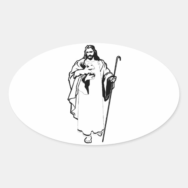 Jesus & The Lamb Oval Sticker (Front)
