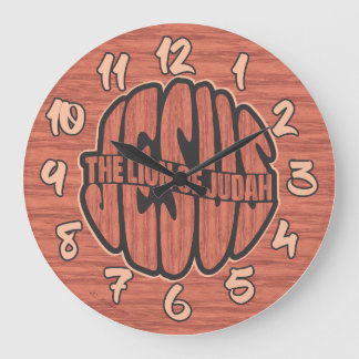 Jesus The Lion of Judah with Redwood Wall Clock