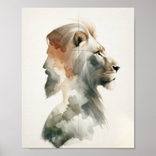 Jesus the Lion Portrait - Modern Watercolor Christ Poster