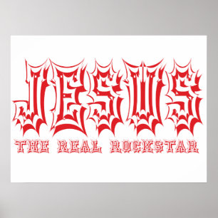 Jesus the Real Rockstar Christian Poster