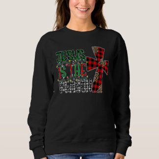 Jesus The Reason Christmas Leopard Cross Christian Sweatshirt