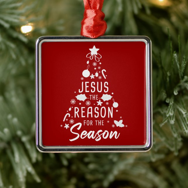 Jesus The Reason For The Season – Christmas Faith  Metal Ornament (Tree)