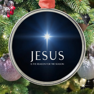 Jesus The Reason for the Season Nativity Star Metal Ornament