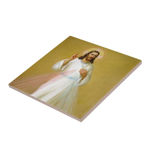Jesus the Saviour Blessing Catholic Artwork Ceramic Tile (Side)