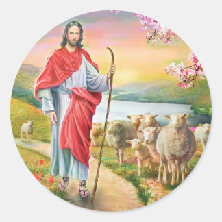 Jesus the shepherd classic round sticker