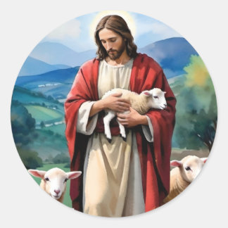 Jesus the shepherd classic round sticker