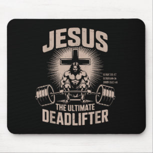 Jesus The Ultimate Deadlifter Muscle Kid Funny Chr Mouse Pad