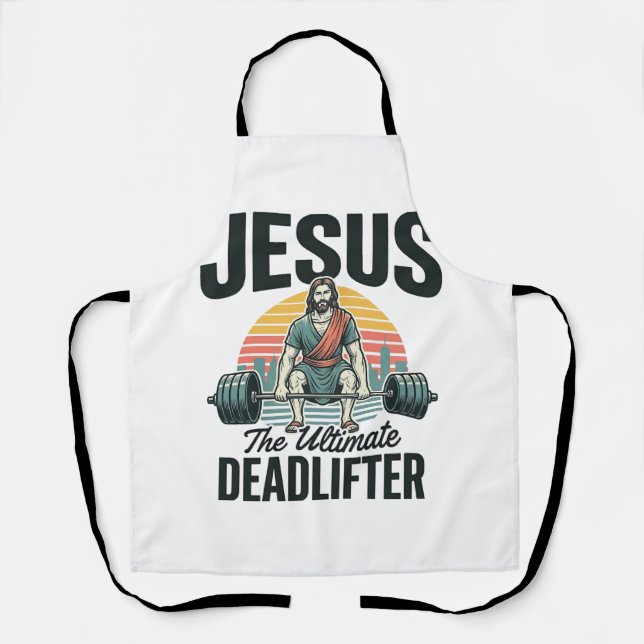 Jesus The Ultimate Deadlifter Vintage Apron (Front)