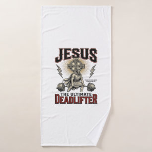 Jesus The Ultimate Deadlifter Vintage Christian Sh Bath Towel