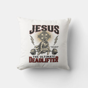 Jesus The Ultimate Deadlifter Vintage Christian Sh Cushion