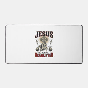 Jesus The Ultimate Deadlifter Vintage Christian Sh Desk Mat