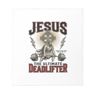 Jesus The Ultimate Deadlifter Vintage Christian Sh Notepad