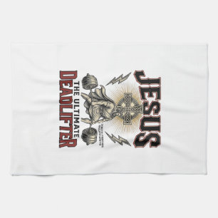 Jesus The Ultimate Deadlifter Vintage Christian Sh Tea Towel