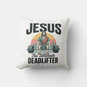 Jesus The Ultimate Deadlifter Vintage Cushion