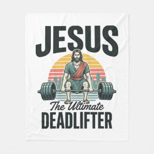 Jesus The Ultimate Deadlifter Vintage Fleece Blanket