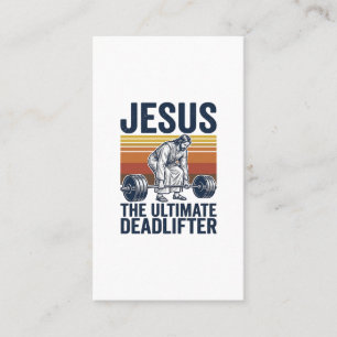Jesus The Ultimate Deadlifter Vintage Gym Shirt_1 Business Card