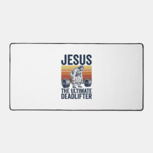Jesus The Ultimate Deadlifter Vintage Gym Shirt_1 Desk Mat