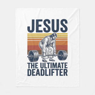 Jesus The Ultimate Deadlifter Vintage Gym Shirt_1 Fleece Blanket