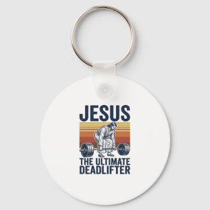 Jesus The Ultimate Deadlifter Vintage Gym Shirt_1 Key Ring
