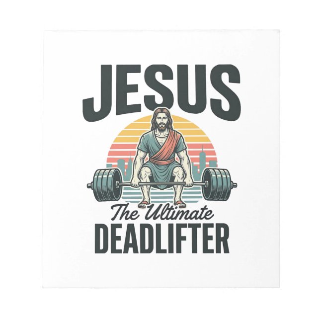 Jesus The Ultimate Deadlifter Vintage Notepad (Front)