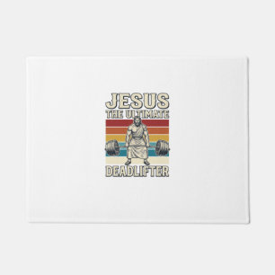 Jesus The Ultimate Deadlifter Vintage Vector Desig Doormat