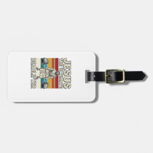 Jesus The Ultimate Deadlifter Vintage Vector Desig Luggage Tag