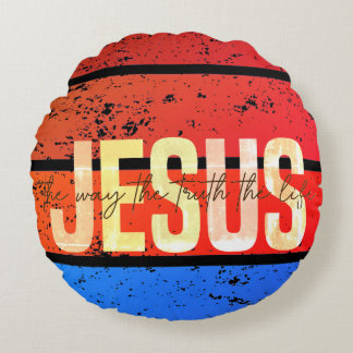 Jesus, the way the truth and the life sunset round cushion