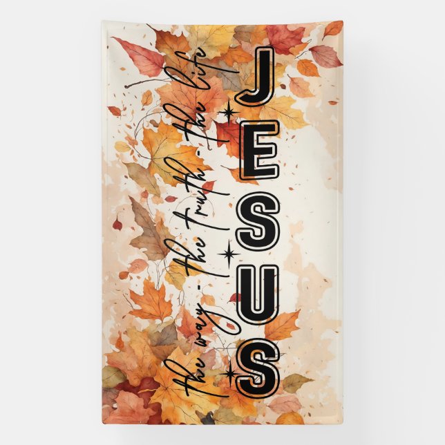 Jesus the Way the Truth the Life Autumn Design Banner (Vertical)