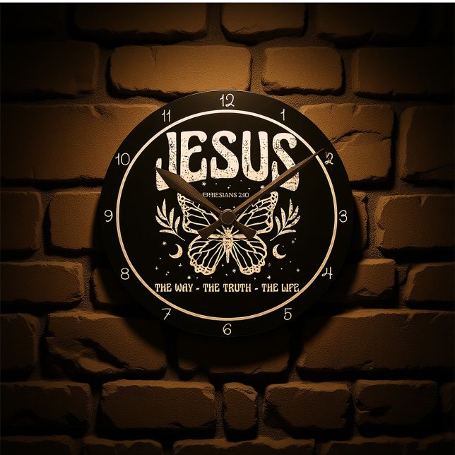 Jesus The Way The Truth The Life Butterfly Round Clock (Creator Uploaded)