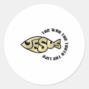 Jesus The Way The Truth The Life Fish Jesus Funny Classic Round Sticker