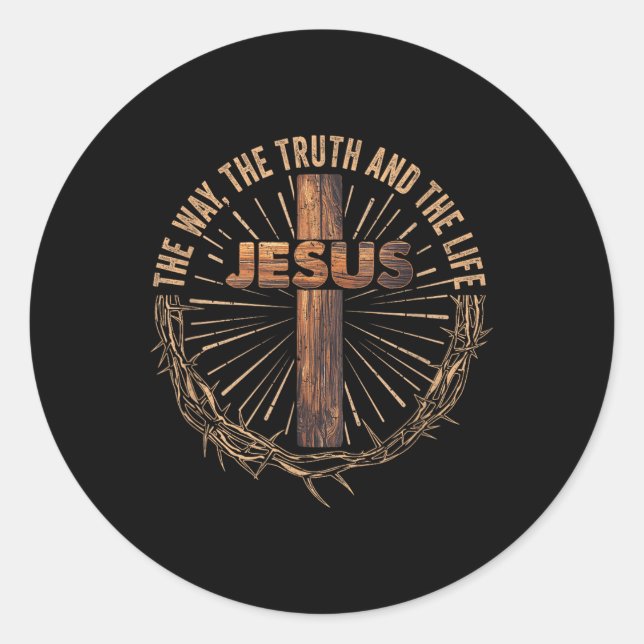 Jesus The Way The Truth The Life Jesus Christian M Classic Round Sticker (Front)