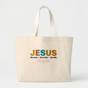 JESUS. THE WAY, THE TRUTH, THE LIFE. LARGE TOTE BAG
