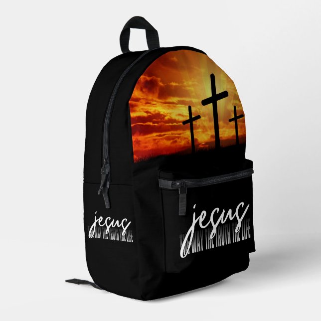 Jesus The Way The Truth The Life Printed Backpack (Back Corner Left)