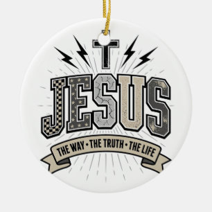 Jesus The Way The Truth The Life Vintage Christian Ceramic Ornament