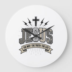 Jesus The Way The Truth The Life Vintage Christian Large Clock