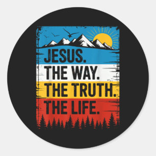 Jesus The Way Truth Life Bible Verse Christian Wor Classic Round Sticker