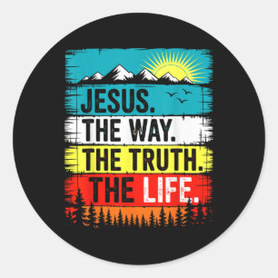 Jesus The Way Truth Life Faith Bible Verse Christi Classic Round Sticker