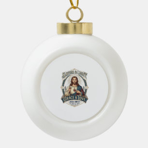 Jesus Thrift Store Vintage Hunting Graphic Tee Chr Ceramic Ball Christmas Ornament