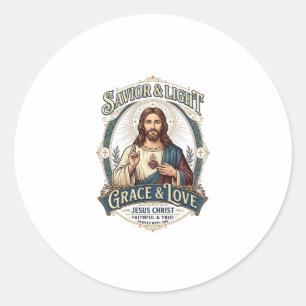 Jesus Thrift Store Vintage Hunting Graphic Tee Chr Classic Round Sticker