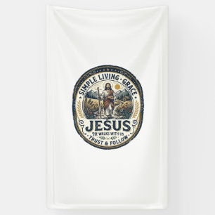 Jesus Tiny House Slow Living Vintage Banner