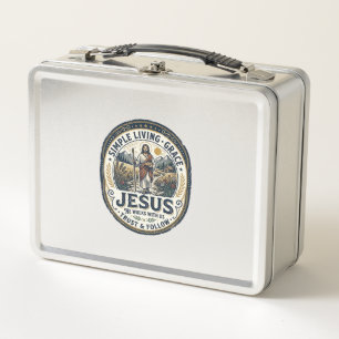 Jesus Tiny House Slow Living Vintage Metal Lunch Box